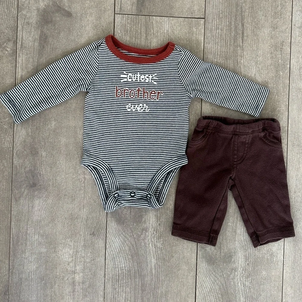Carters newborn baby boy outfit cutest brother ever  Guc